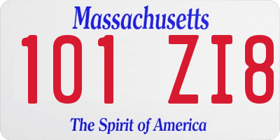 MA license plate 101ZI8