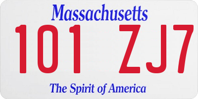 MA license plate 101ZJ7