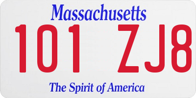 MA license plate 101ZJ8