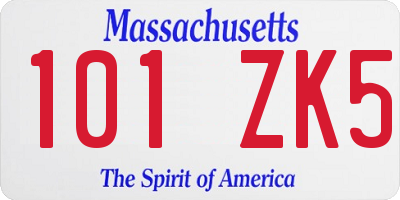 MA license plate 101ZK5