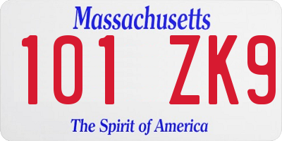 MA license plate 101ZK9