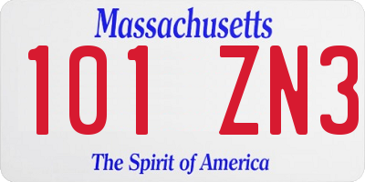 MA license plate 101ZN3