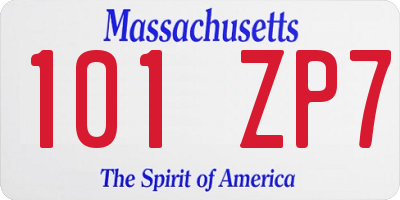 MA license plate 101ZP7