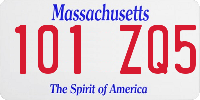 MA license plate 101ZQ5