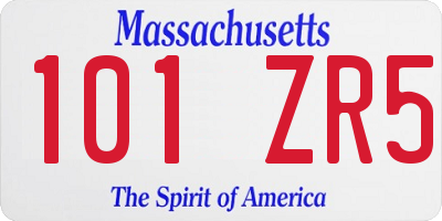 MA license plate 101ZR5