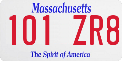 MA license plate 101ZR8