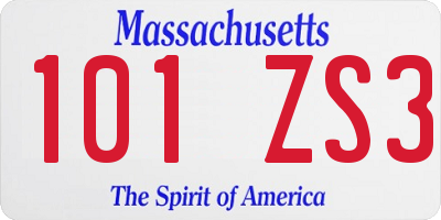 MA license plate 101ZS3