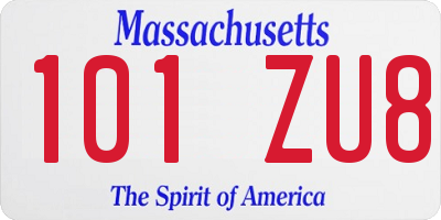 MA license plate 101ZU8