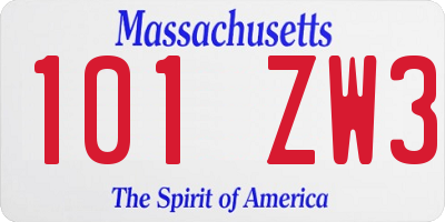 MA license plate 101ZW3