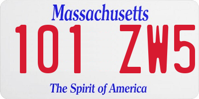 MA license plate 101ZW5
