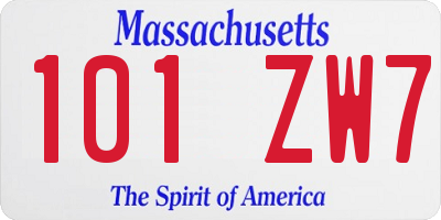 MA license plate 101ZW7