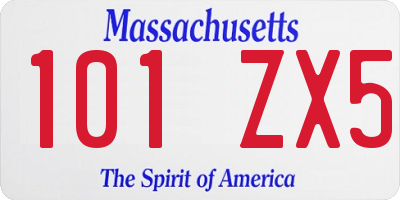 MA license plate 101ZX5