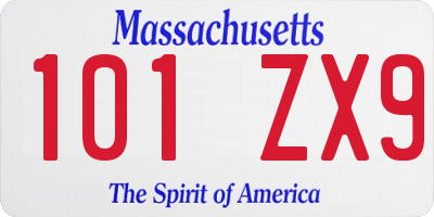 MA license plate 101ZX9