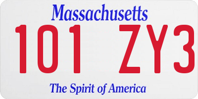 MA license plate 101ZY3