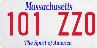 MA license plate 101ZZ0