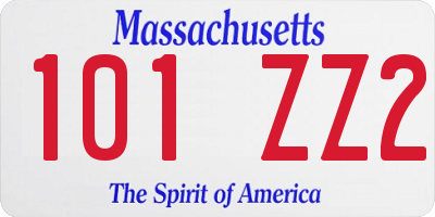 MA license plate 101ZZ2