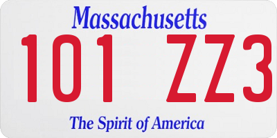 MA license plate 101ZZ3