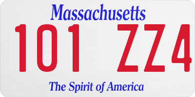 MA license plate 101ZZ4