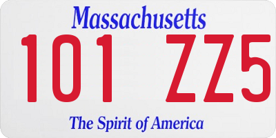 MA license plate 101ZZ5