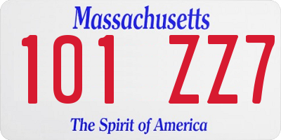 MA license plate 101ZZ7