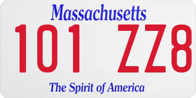 MA license plate 101ZZ8