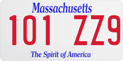 MA license plate 101ZZ9
