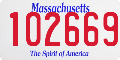 MA license plate 102669