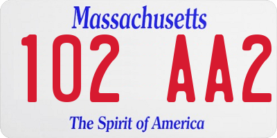 MA license plate 102AA2