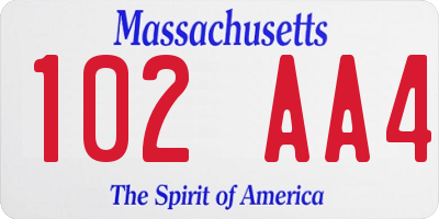 MA license plate 102AA4