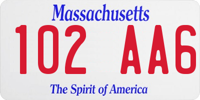 MA license plate 102AA6