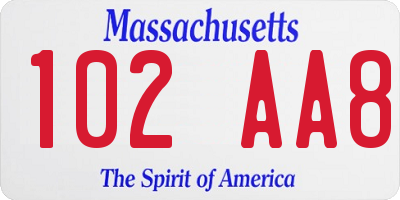 MA license plate 102AA8