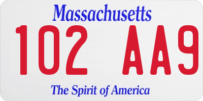 MA license plate 102AA9