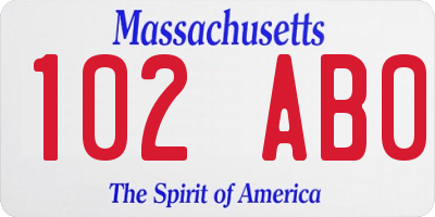 MA license plate 102AB0