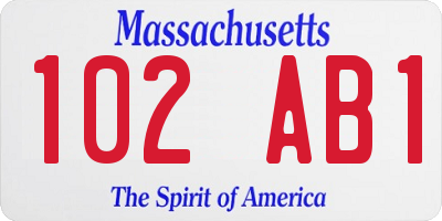 MA license plate 102AB1