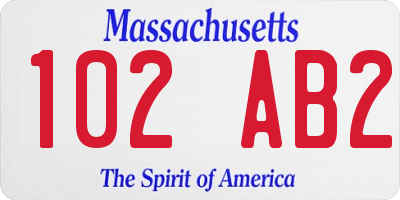 MA license plate 102AB2