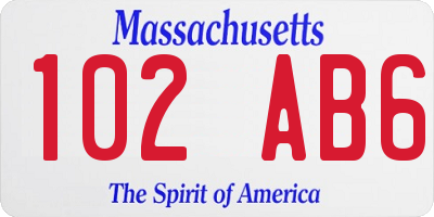 MA license plate 102AB6