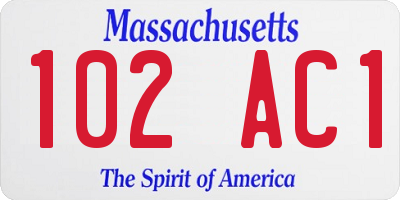 MA license plate 102AC1