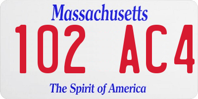 MA license plate 102AC4