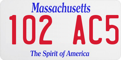 MA license plate 102AC5