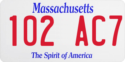 MA license plate 102AC7