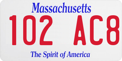 MA license plate 102AC8