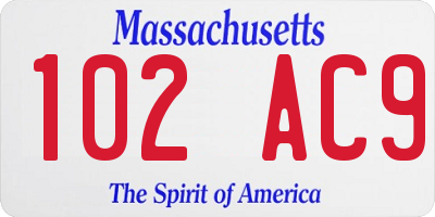 MA license plate 102AC9