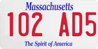 MA license plate 102AD5