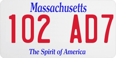 MA license plate 102AD7