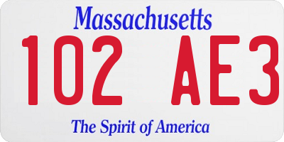 MA license plate 102AE3