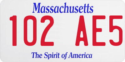 MA license plate 102AE5