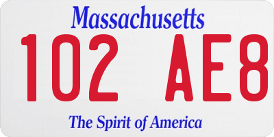 MA license plate 102AE8