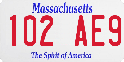 MA license plate 102AE9