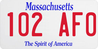 MA license plate 102AF0