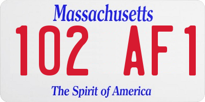 MA license plate 102AF1